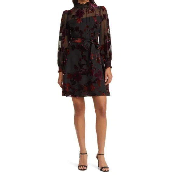 chinese dress ladies Burnout Velvet Long Sleeve Maxi Dress main image 0
